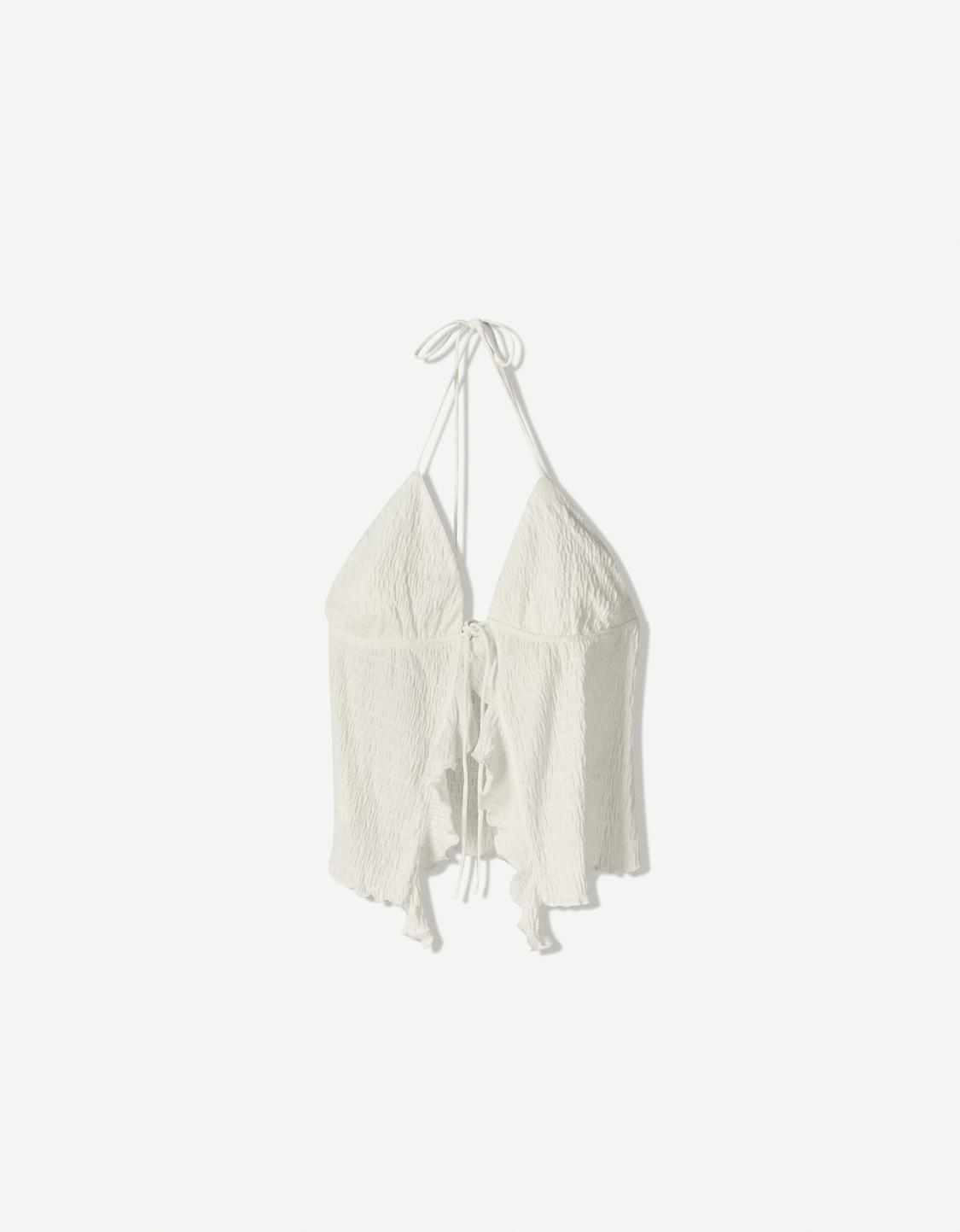 Strappy halter top with ruffles