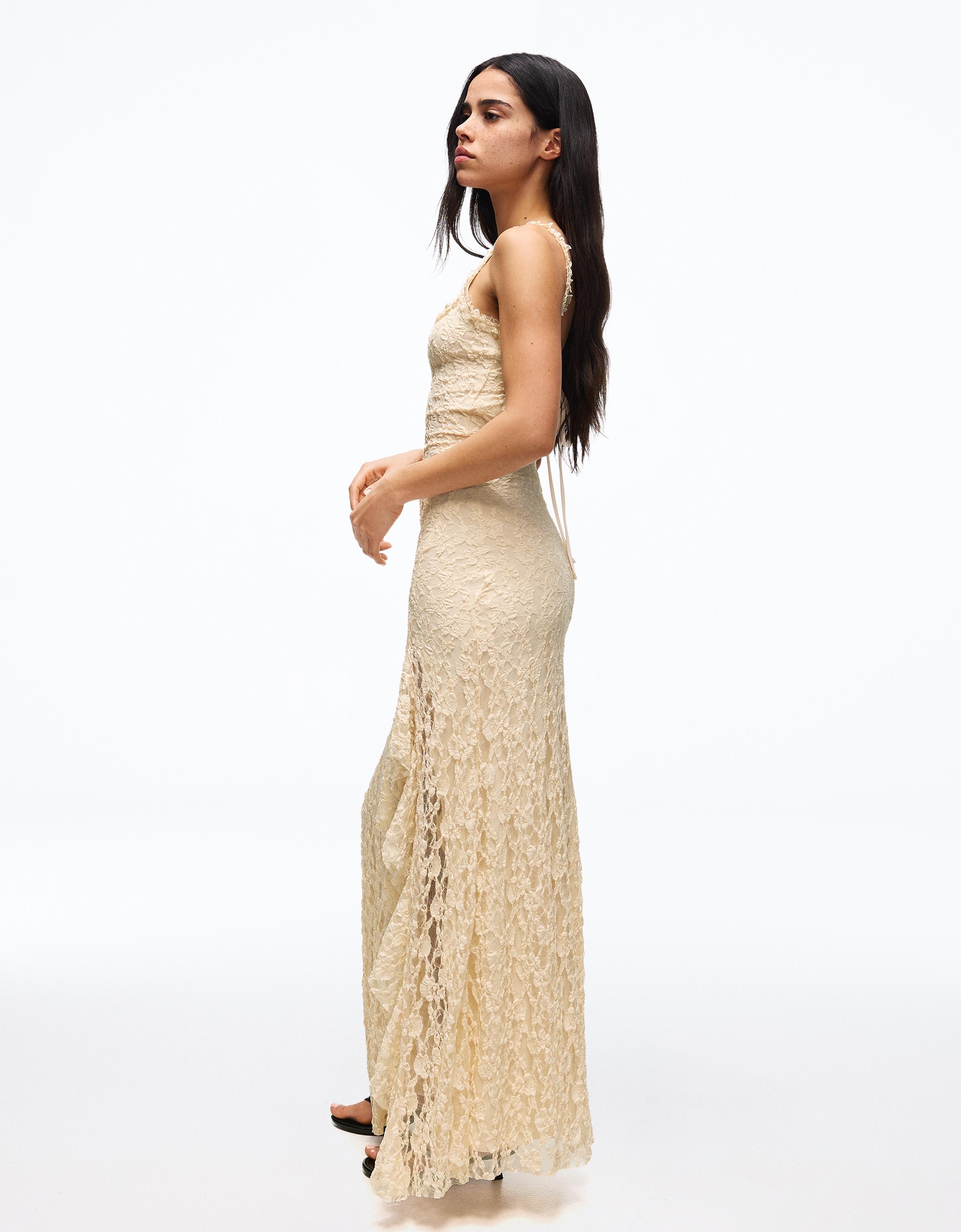 Lace midi dress — Cream