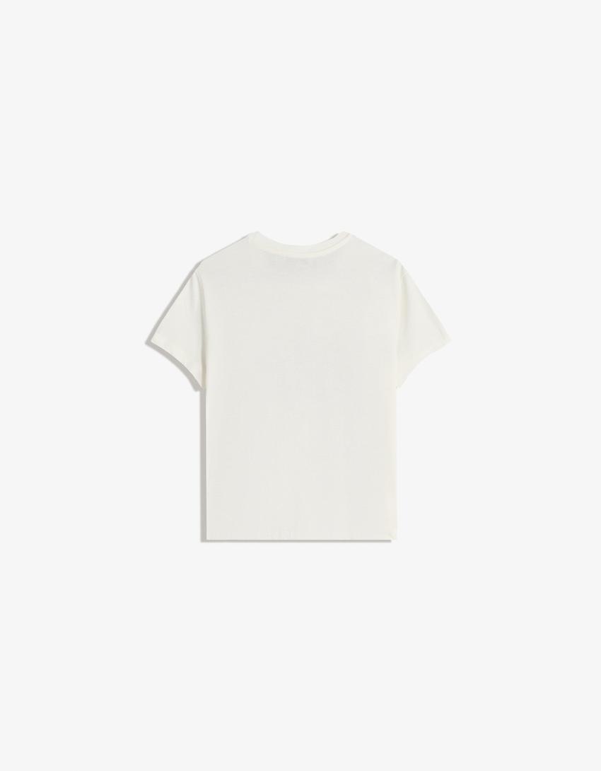 Camiseta manga corta print-Blanco roto