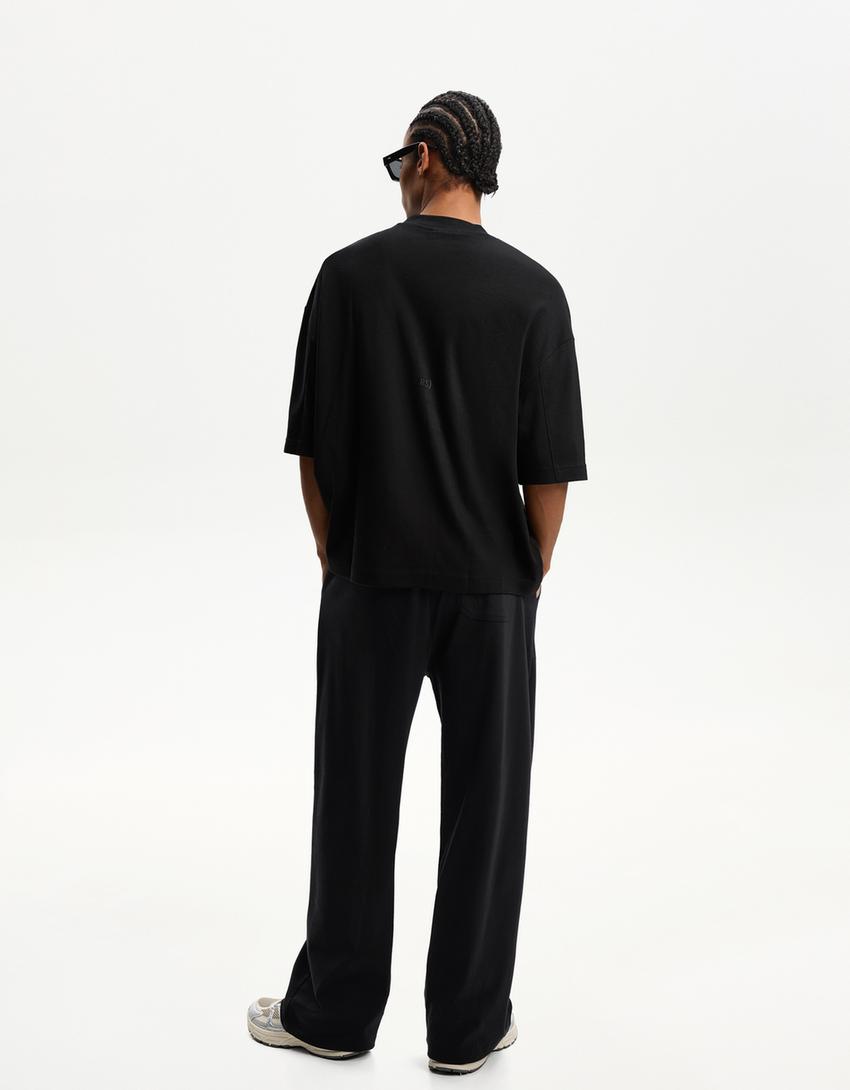 Wide-leg trousers-Black-1