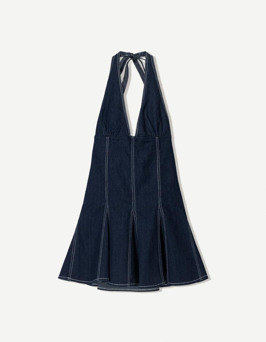Vestido denim mini-Marino