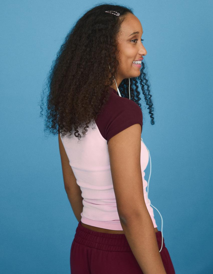 Figurbetontes Raglan-Shirt-Rosa