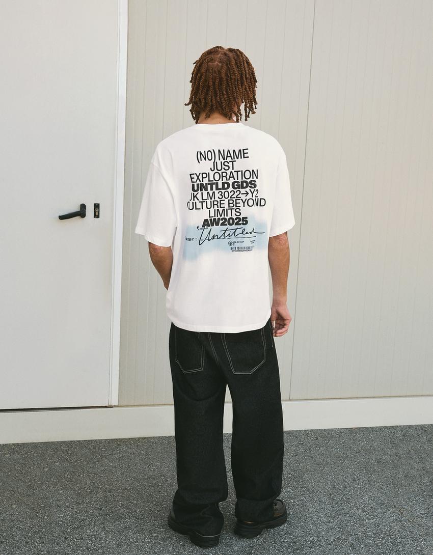 T-Shirt mit kurzen Ärmeln und Print-Weiss