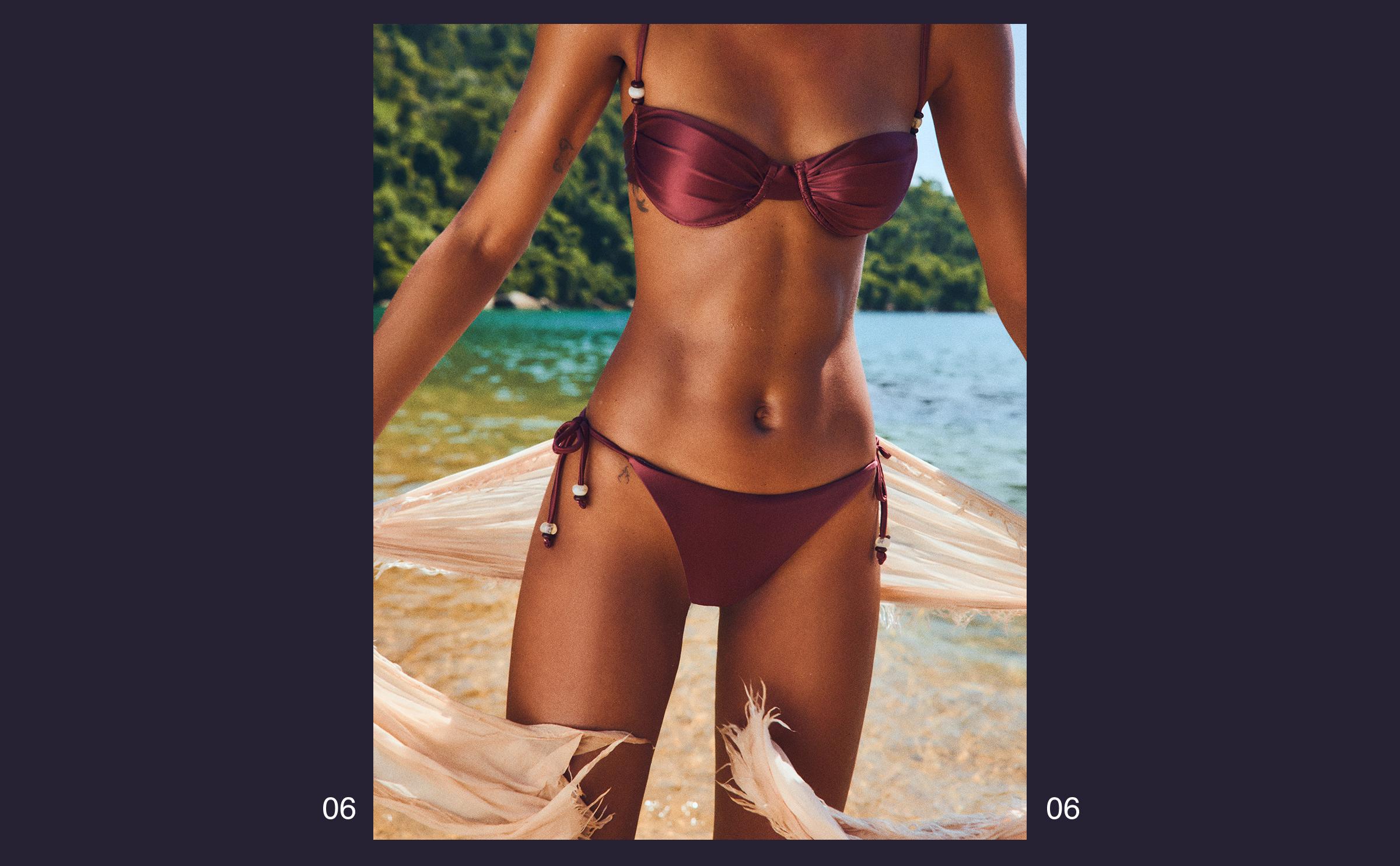 Satin bikini bottoms — Maroon