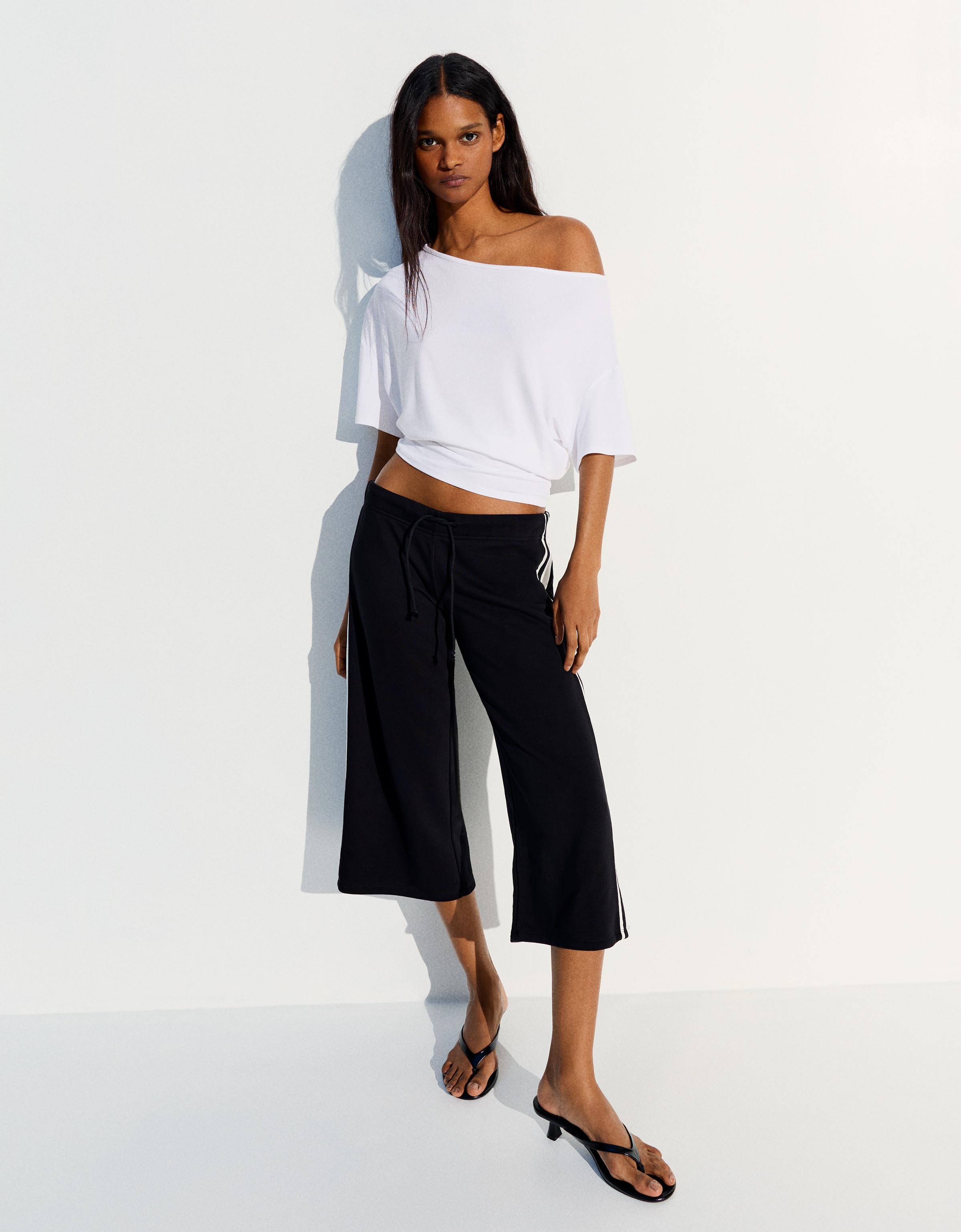 Asymmetric short sleeve T-shirt — White