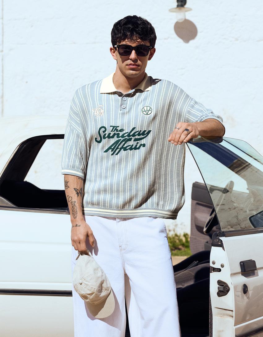 Short sleeve sports polo shirt-Light blue