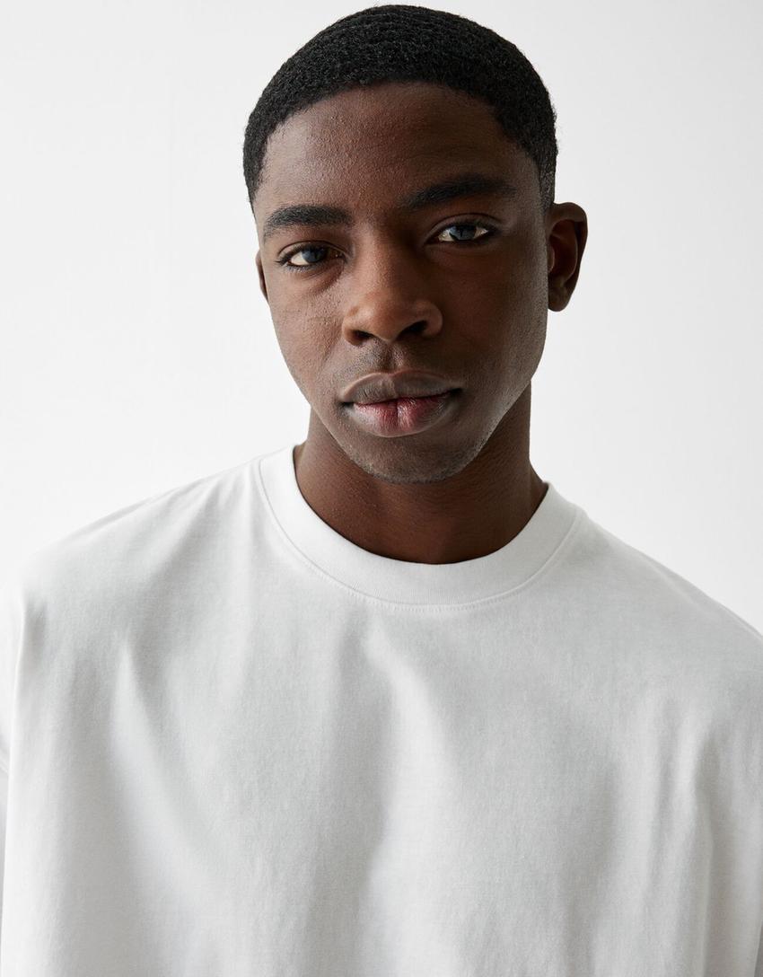 Oversized short sleeve T-shirt-White-2
