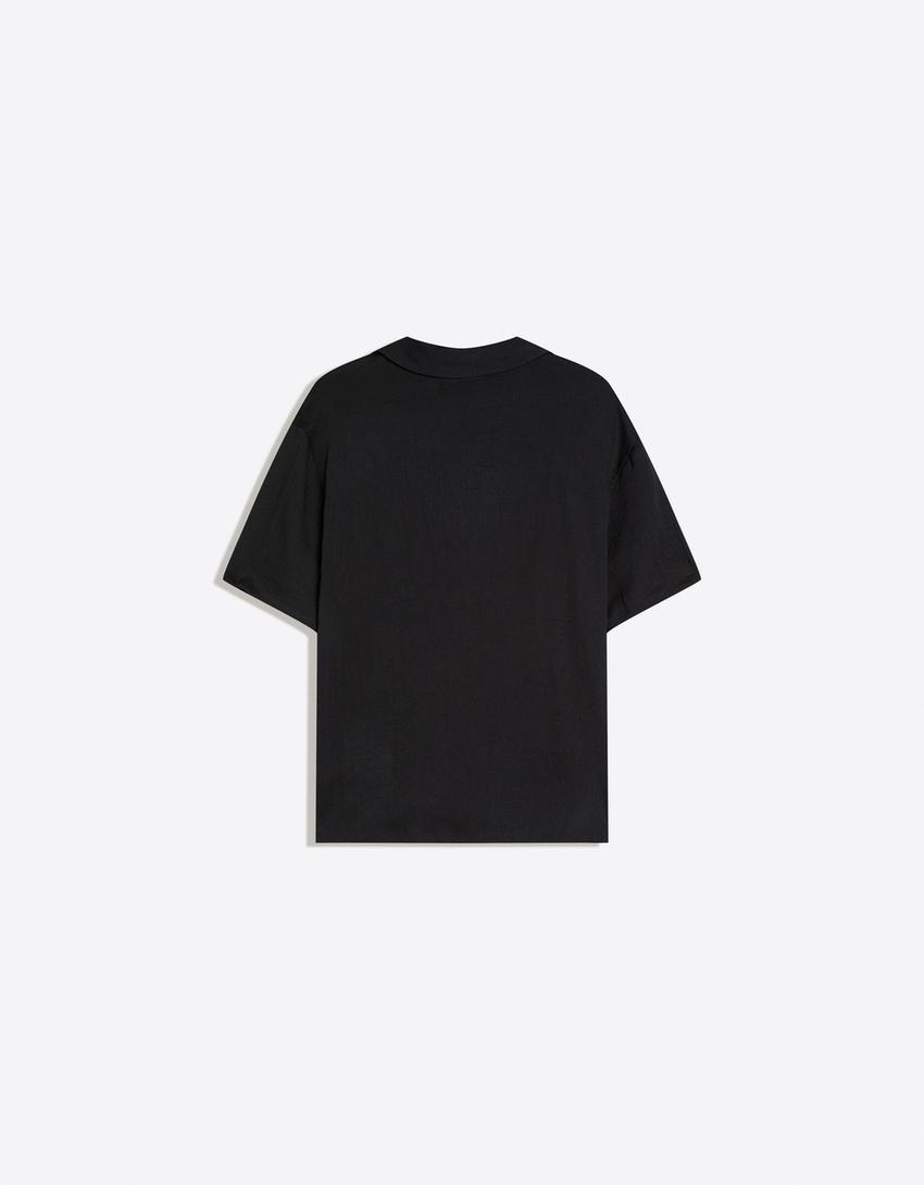 Short sleeve rustic shirt-Black