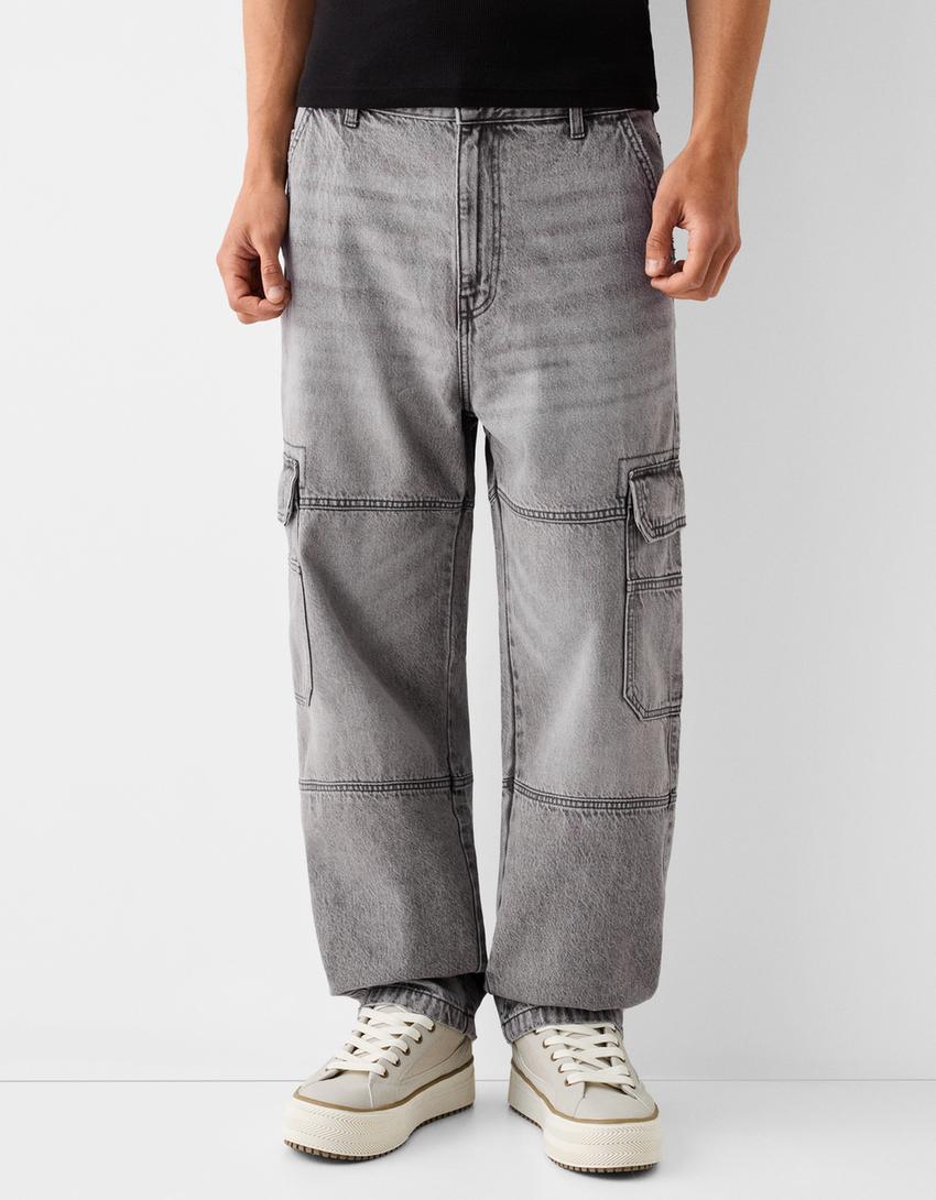 Denim Pantalon Cargo Homme Pull And Bear Jean Baggy Homme Pantalon