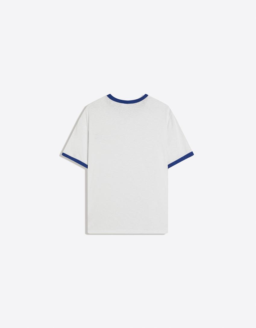 Camiseta manga corta contraste-Azul