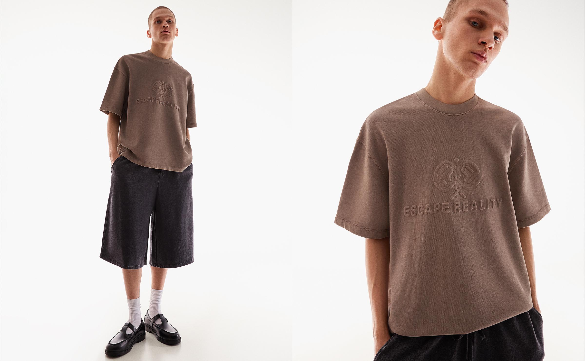 Embroidered plush short sleeve T-shirt