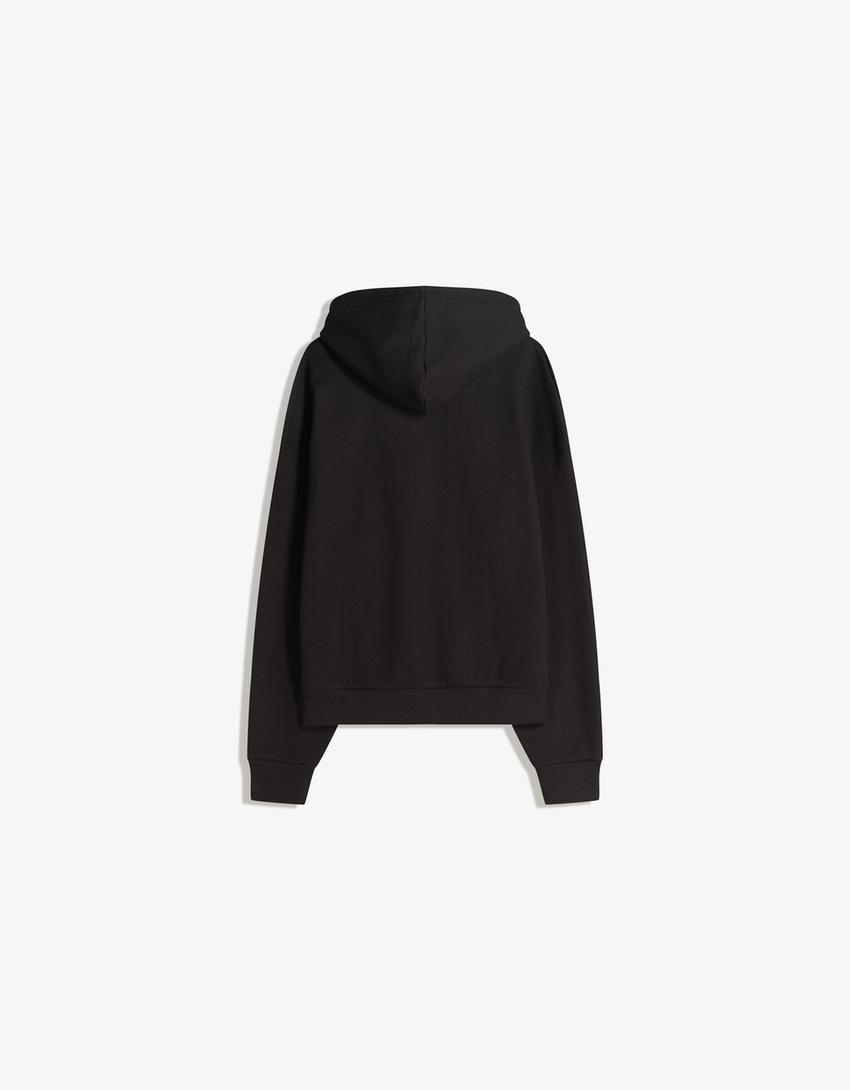 Sudadera cremallera waffle-Negro