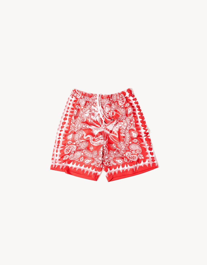 Bermuda relaxed fit ARIES X BERSHKA-Rojo