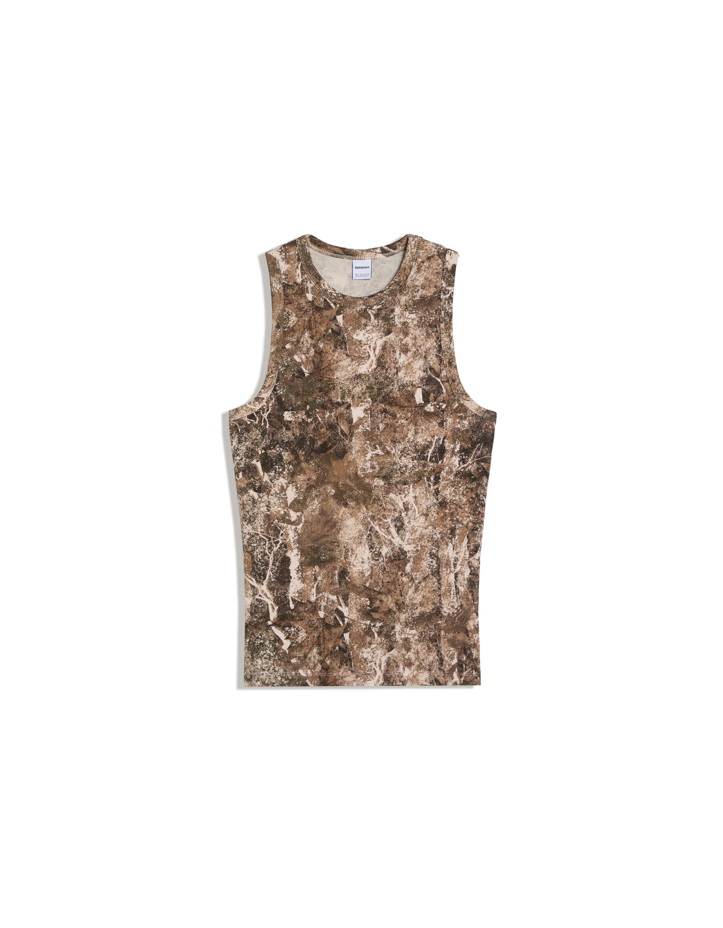 Waffle print vest top — Green