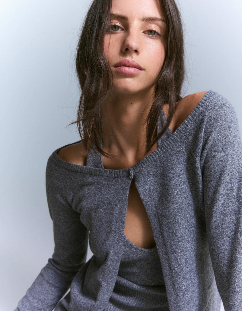 Jaqueta bardot botó-Gris-2