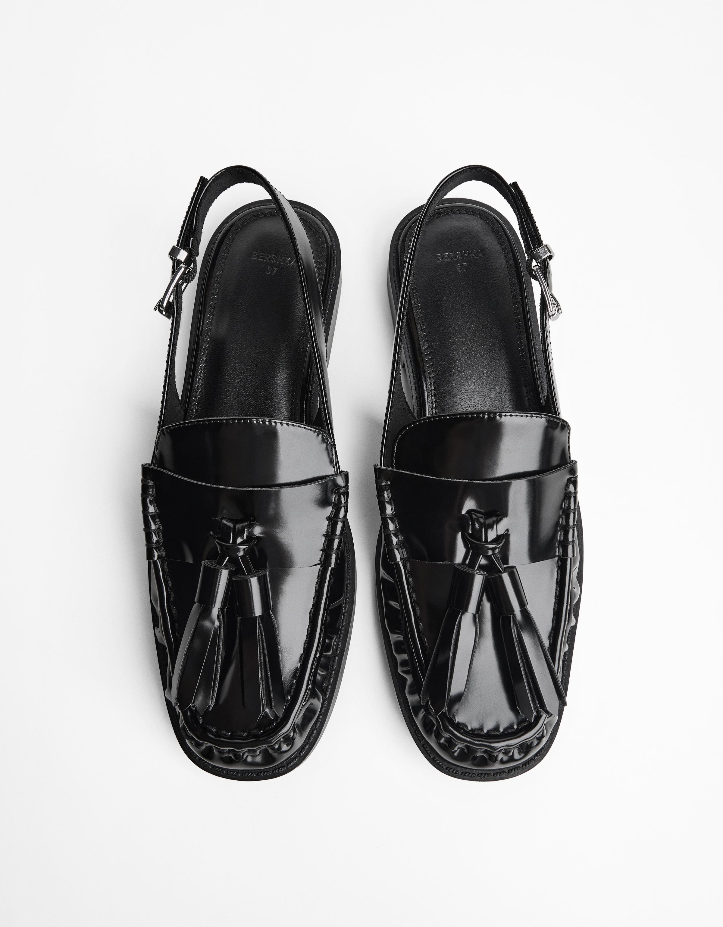 Backless tassel loafers — BLACK