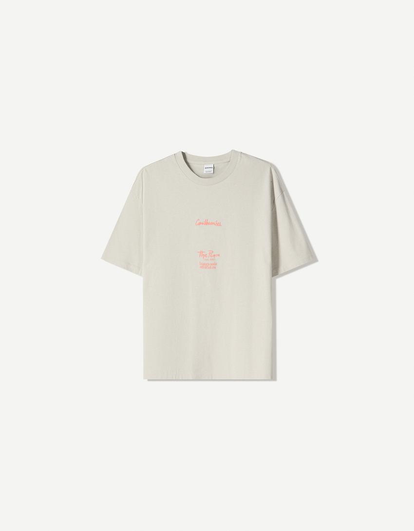 Short sleeve T-shirt with print-Grey-0