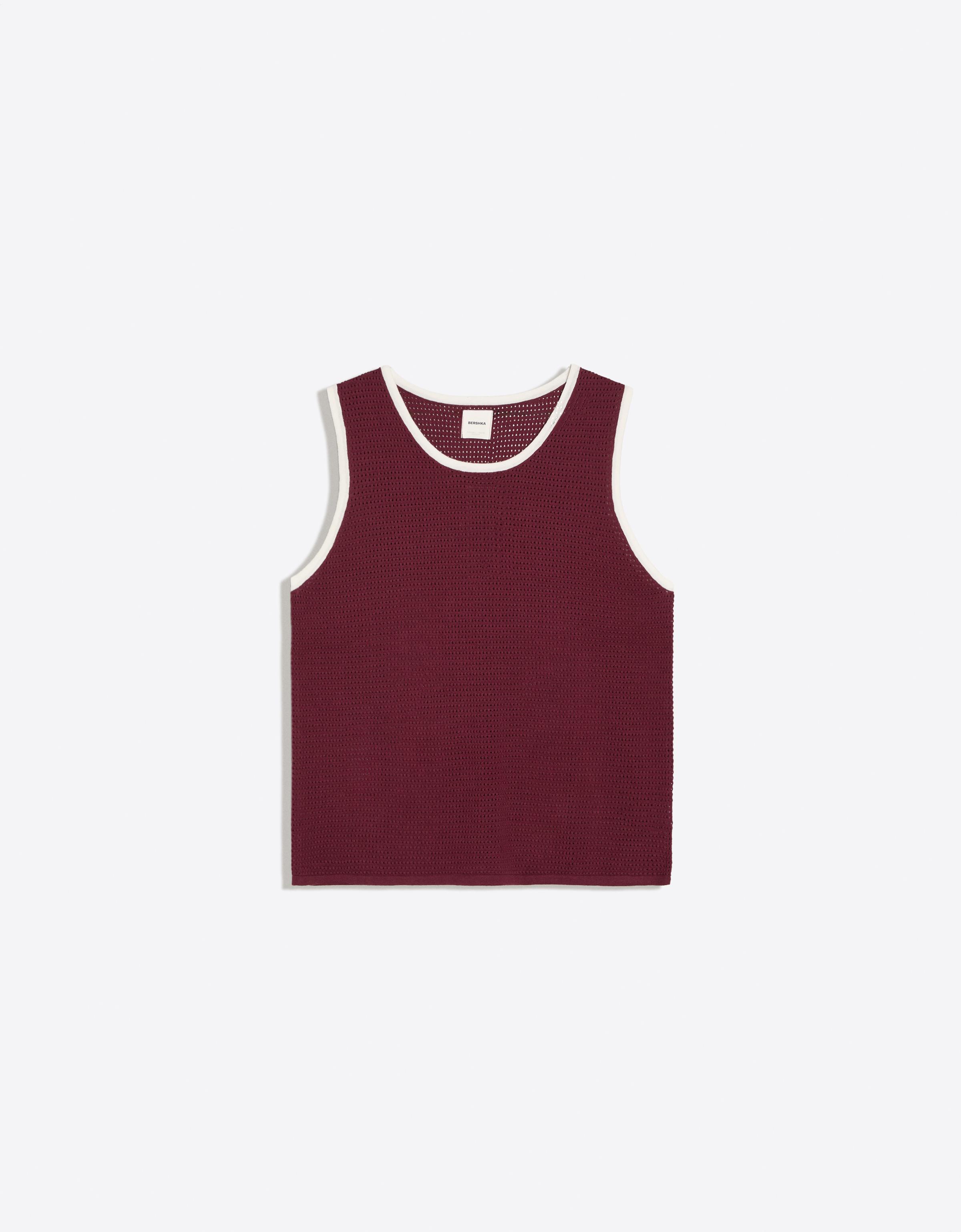 Contrast mesh vest top — Maroon