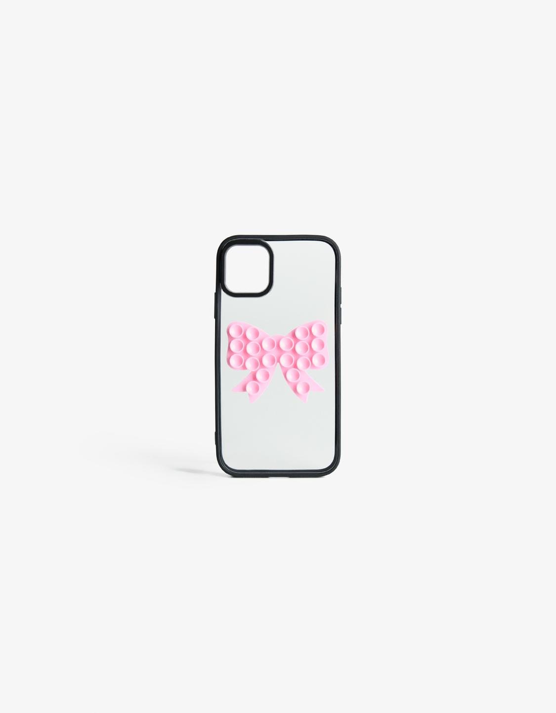 Mobile phone case with suction cup bow