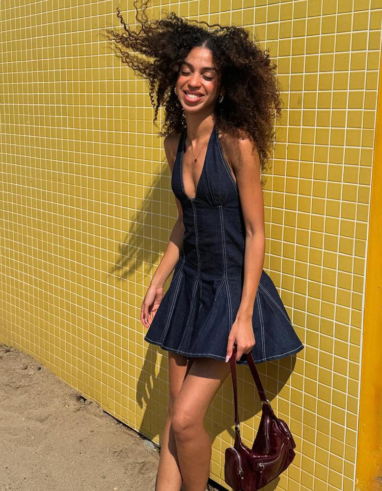 Denim mini elbise