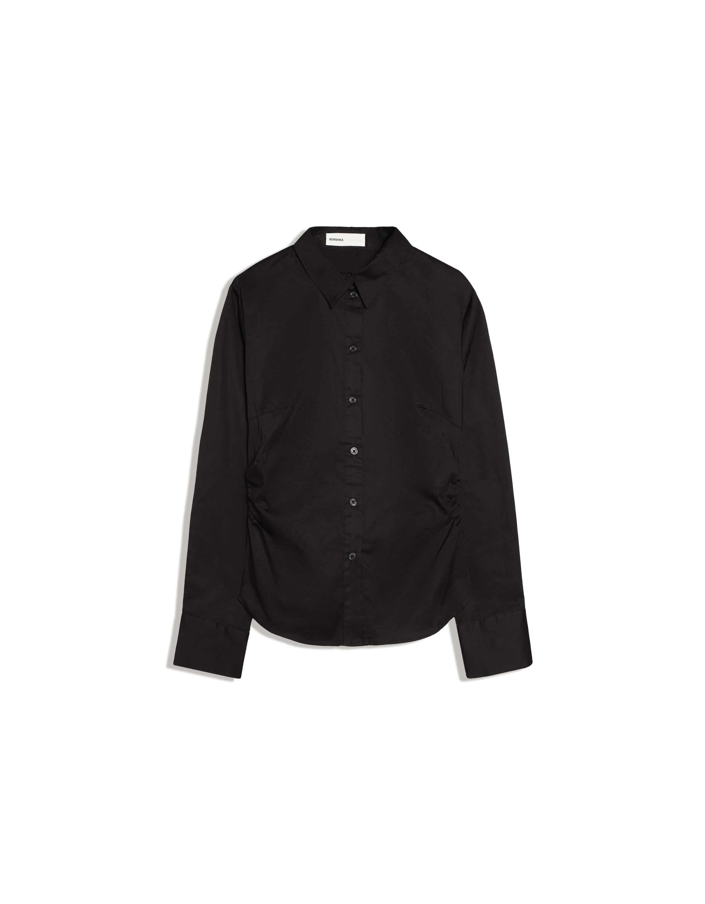 Fitted long-sleeved shirt — Black