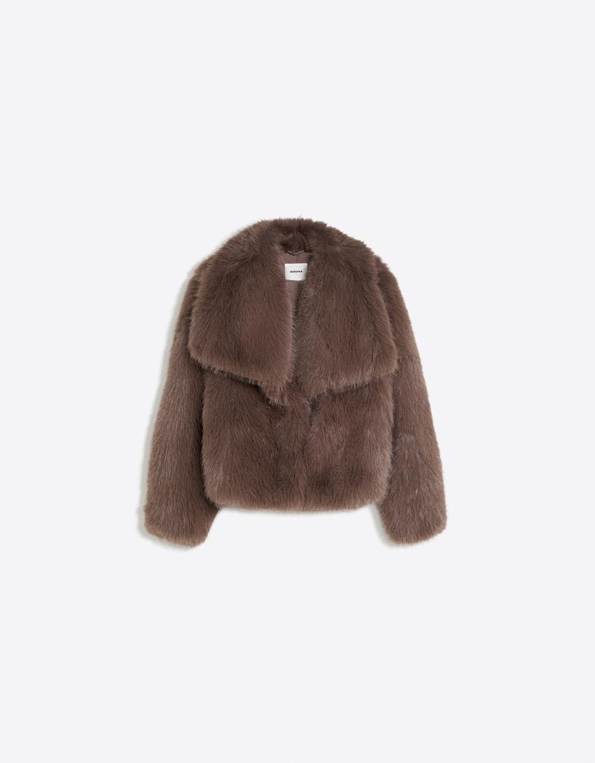 Furry jacket with lapel-Mink