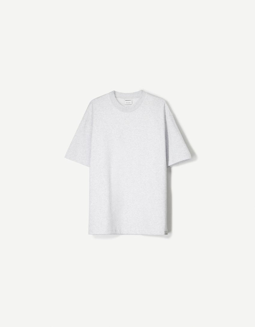 Short sleeve plush T-shirt-Grey-4