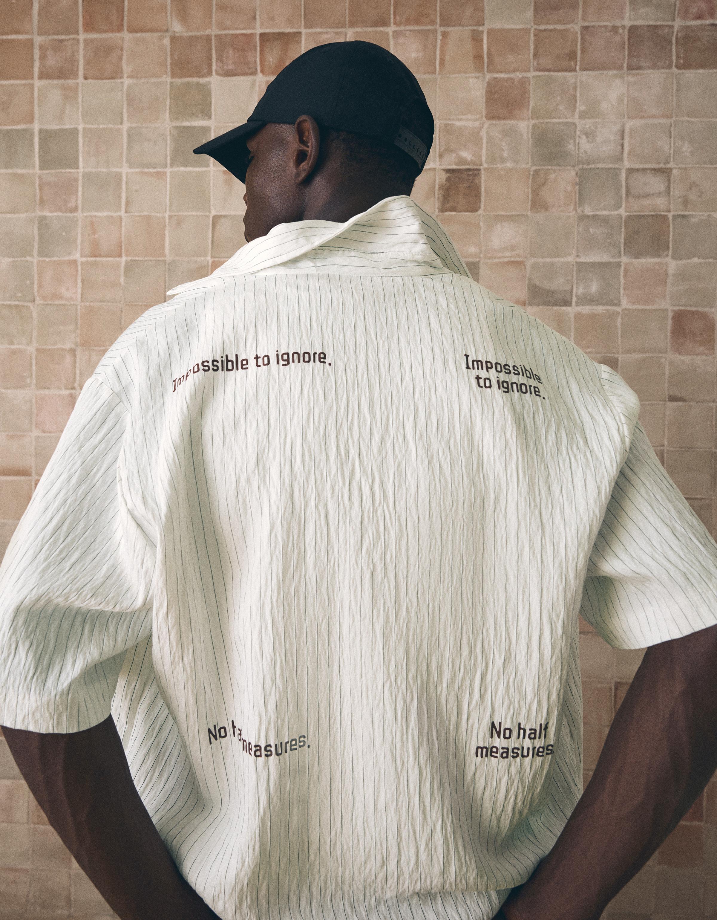 Boxy print short sleeve shirt — White