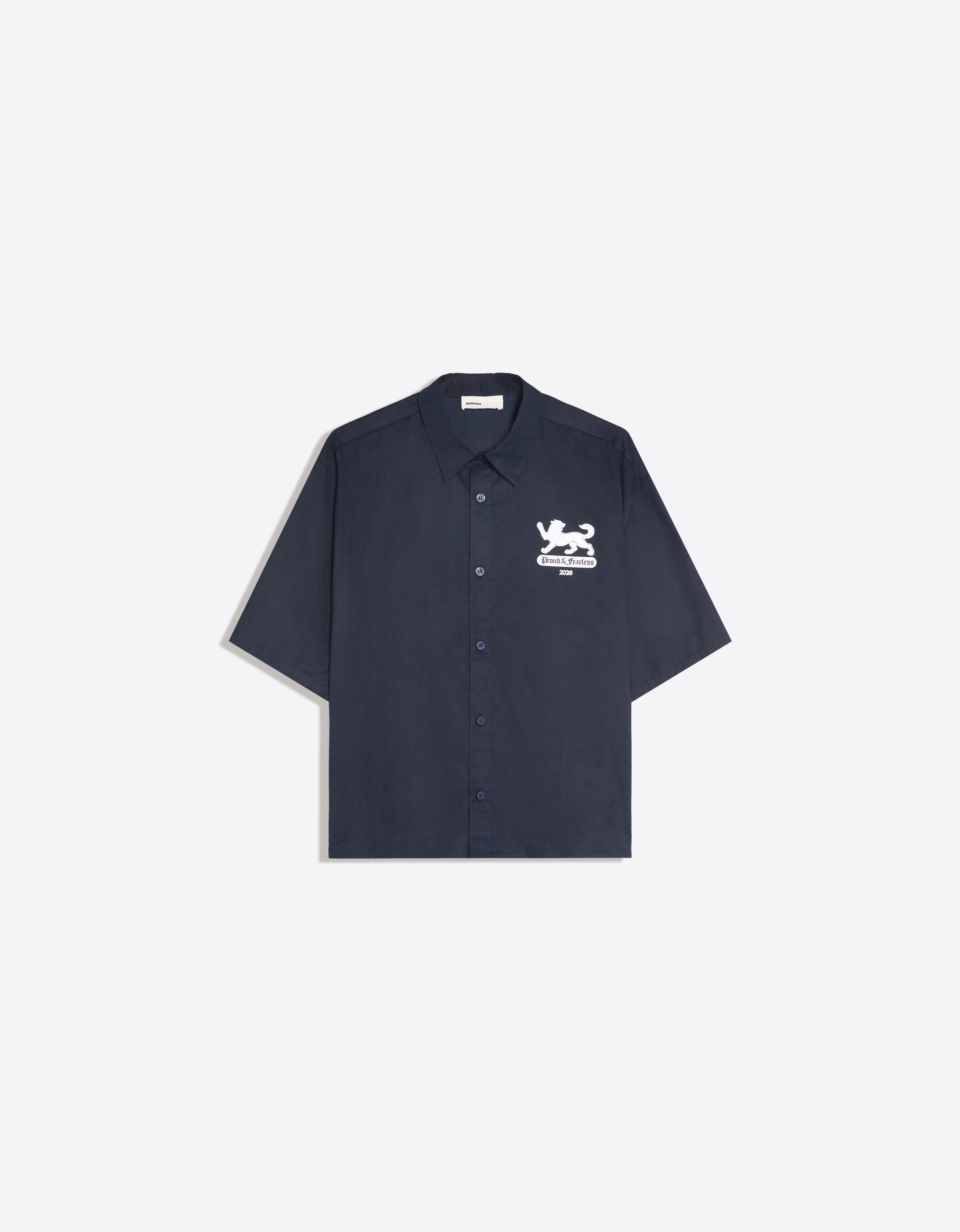 Short sleeve print shirt — Navy