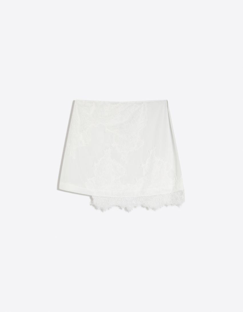 Rok van mesh en kant-Wit