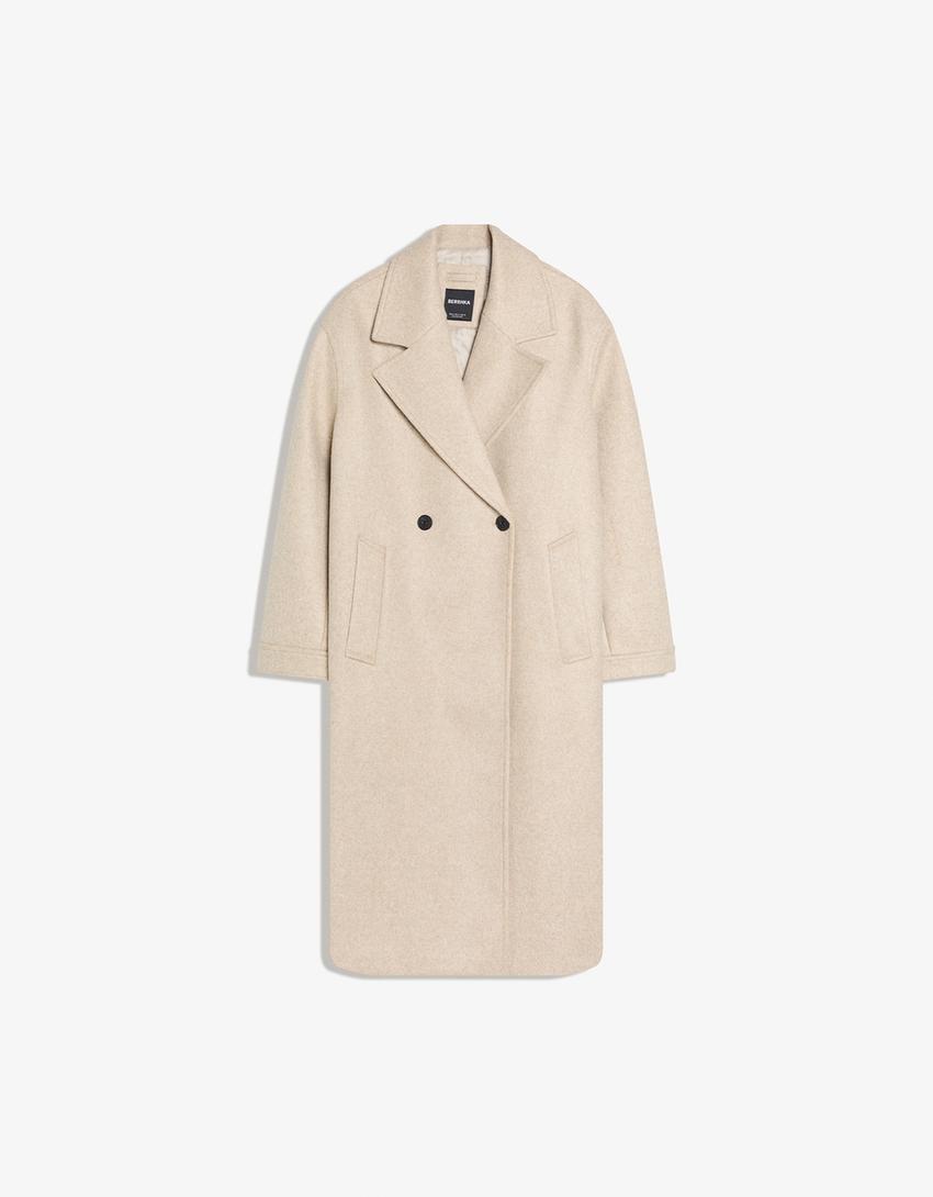 Cappotto doppiopetto soft touch-Camel