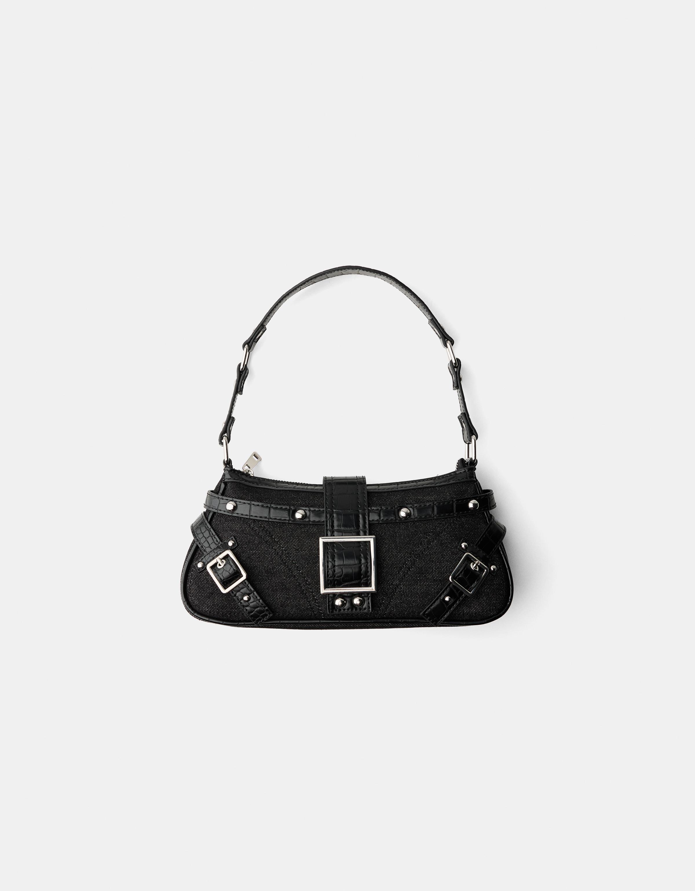 Bershka Tasche Aus Denim Mit Prägung Und Animalprint Damen Schwarz