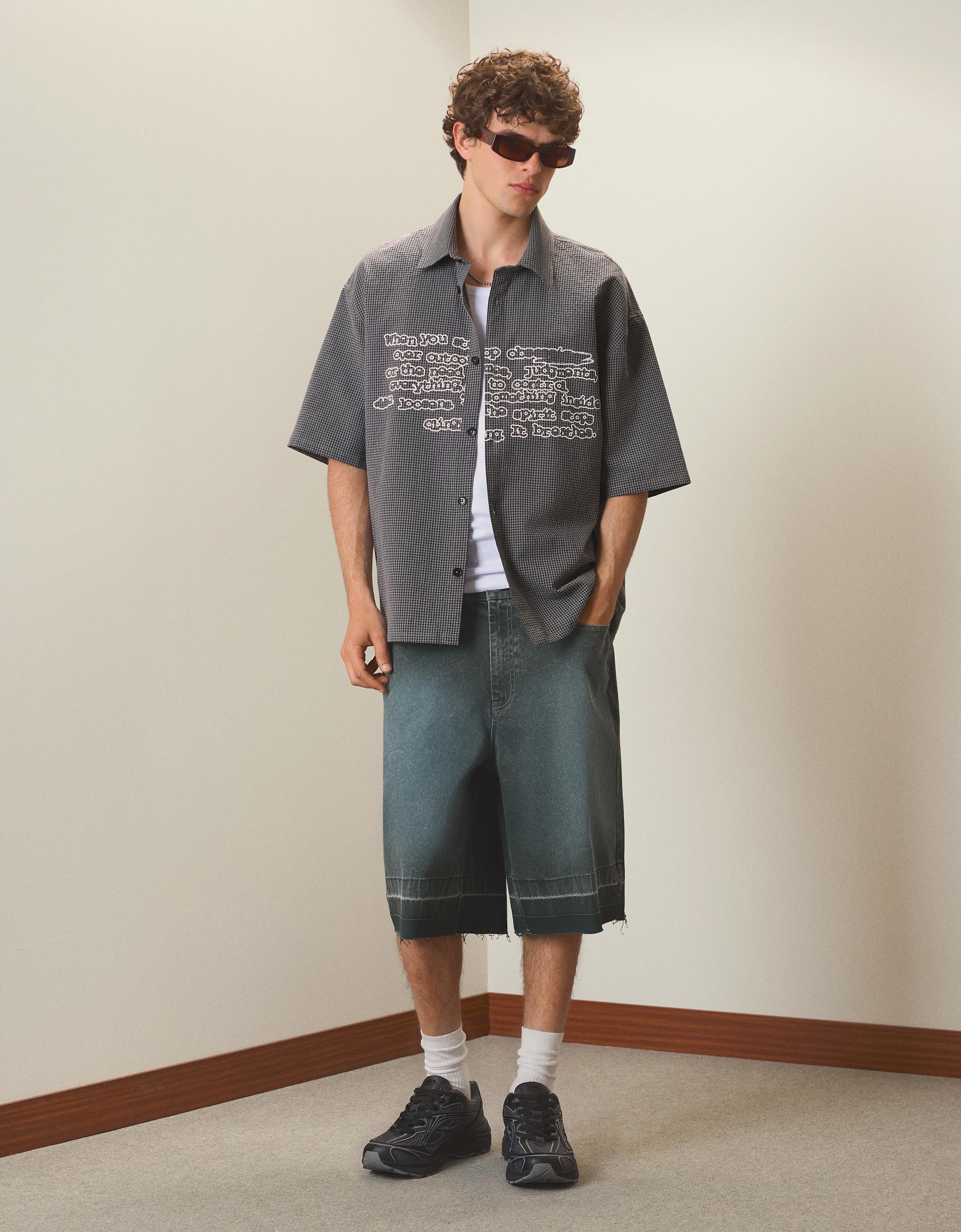 Oversize kareli gömlek - Görsel 15