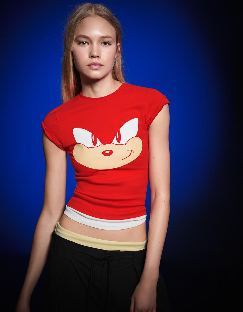 T-Shirt mit Sonic-Sonic-Print-Rot