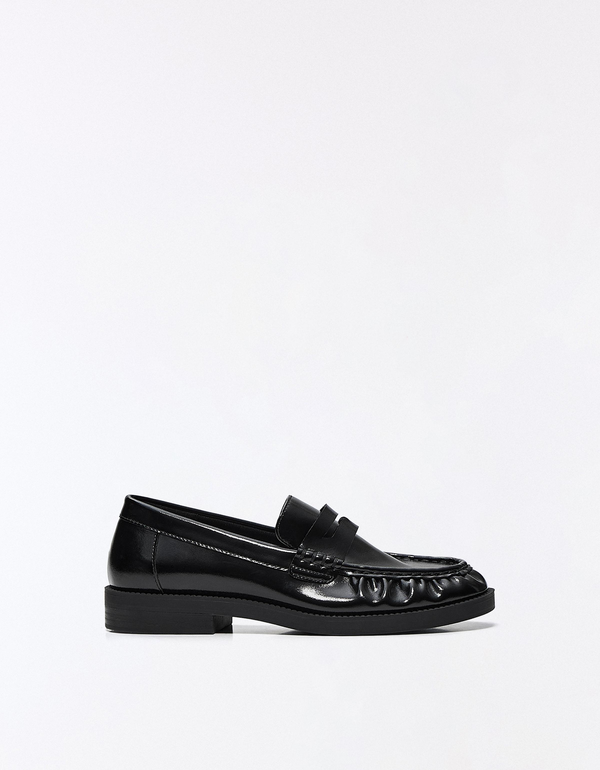 Ruched loafers — BLACK