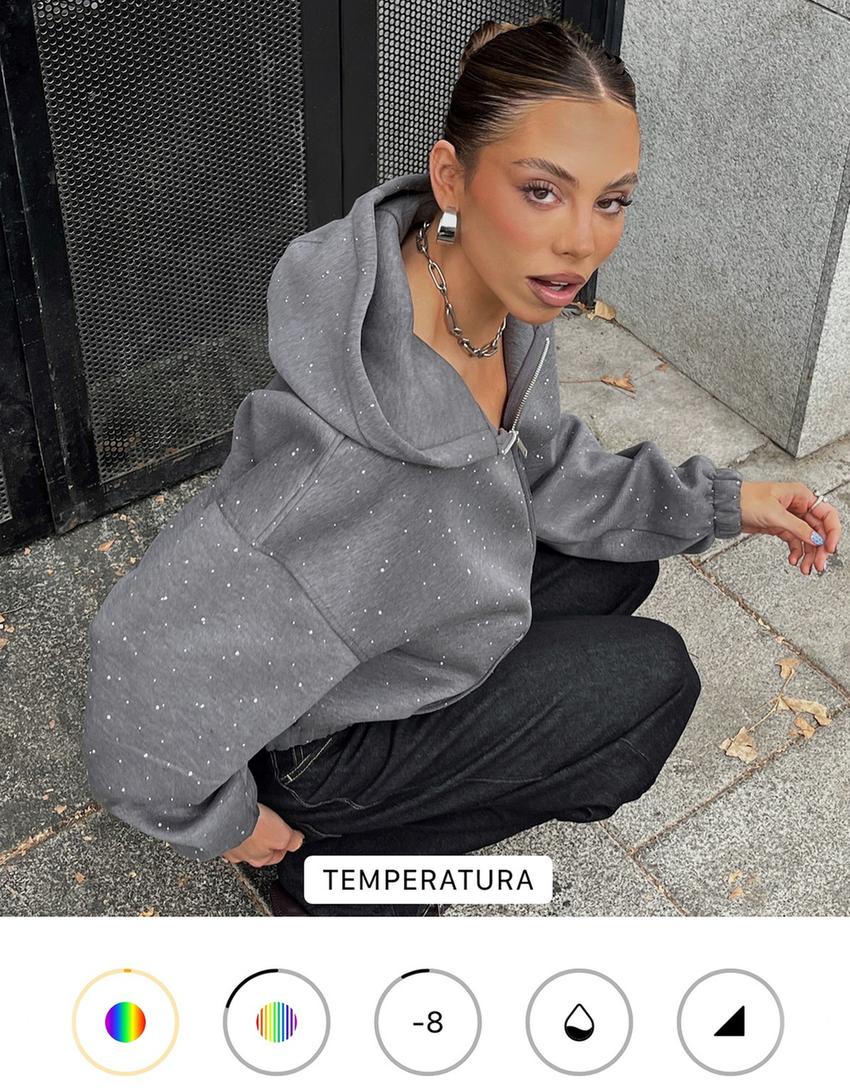 Shiny neoprene-effect sweatshirt