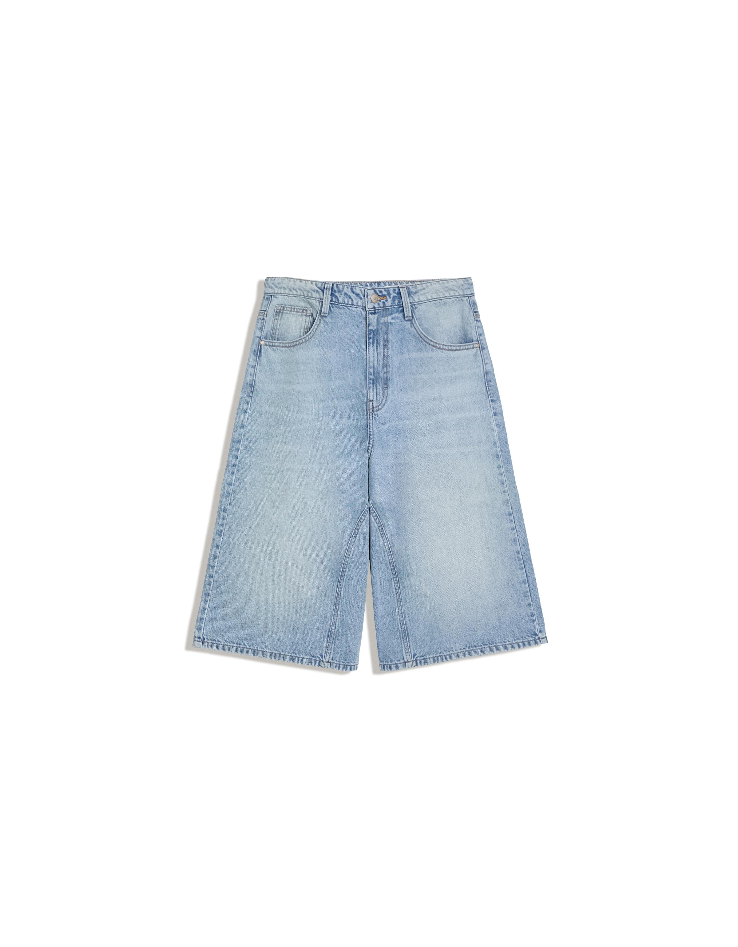 Slouchy denim Bermuda shorts — Light blue