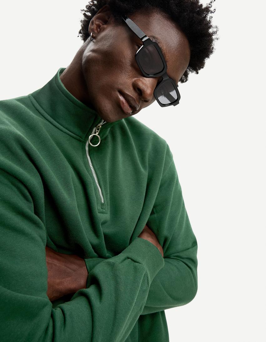 Oversize-Sweatshirt mit Rollkragen-Grün-2