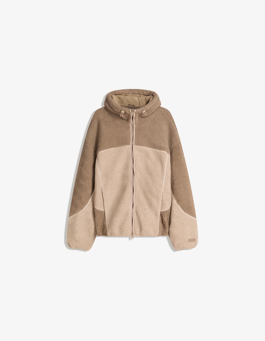 Faux shearling jacket-Camel