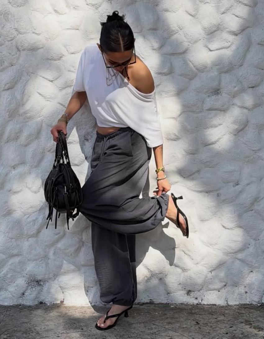 Pantalon bouffant rustique-Gris foncé