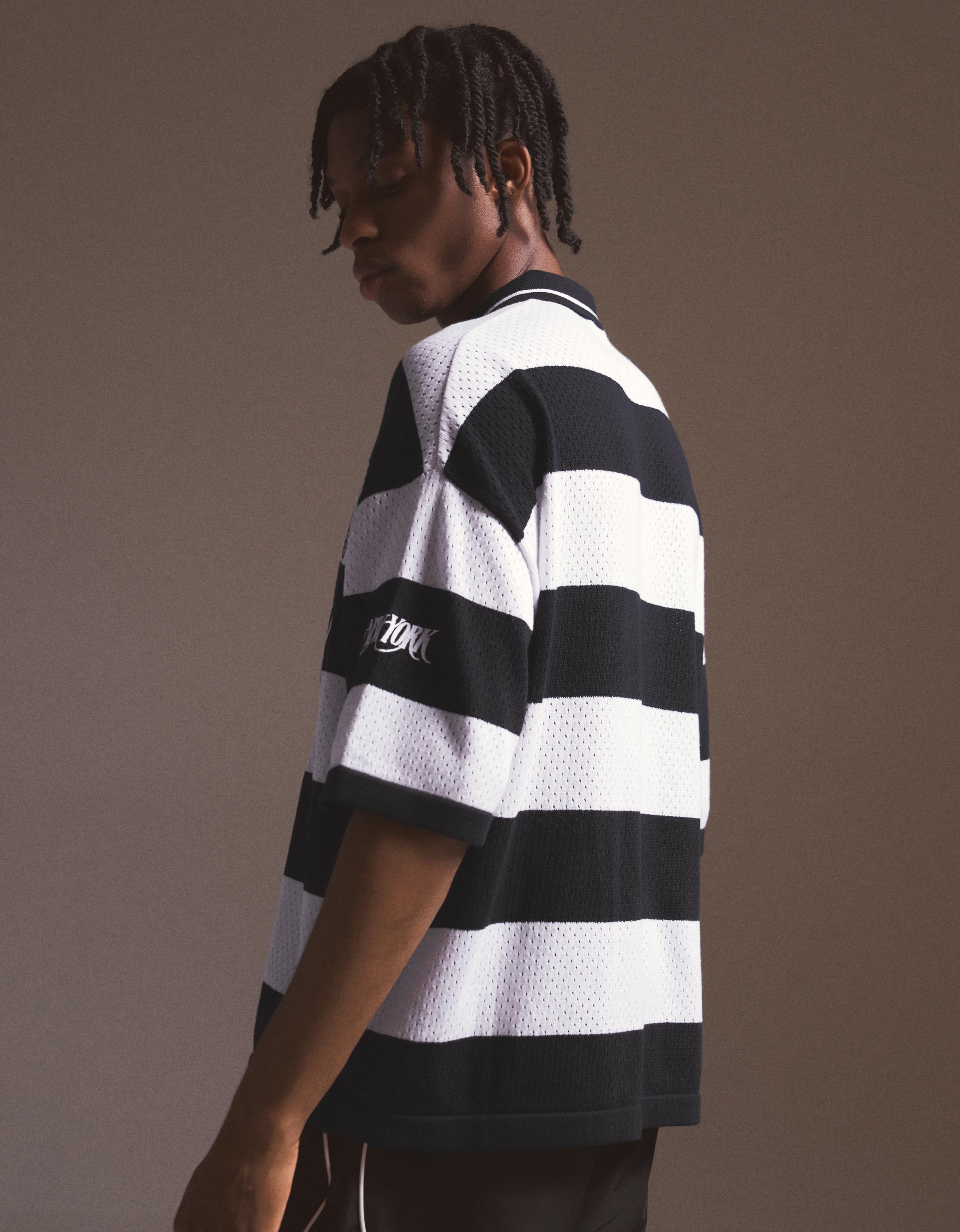 Short sleeve mesh polo shirt — White / Black