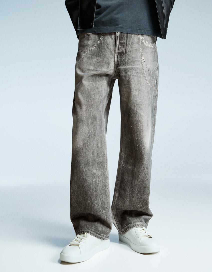 Baggy printed jeans-Black-2