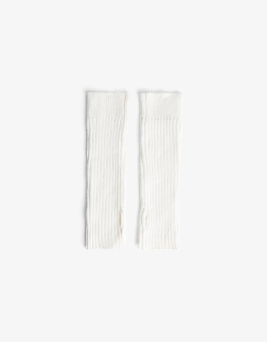 Long mittens-Cream