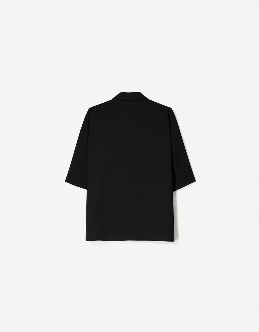 Camicia a maniche corte boxy tailored fit-Nero-5