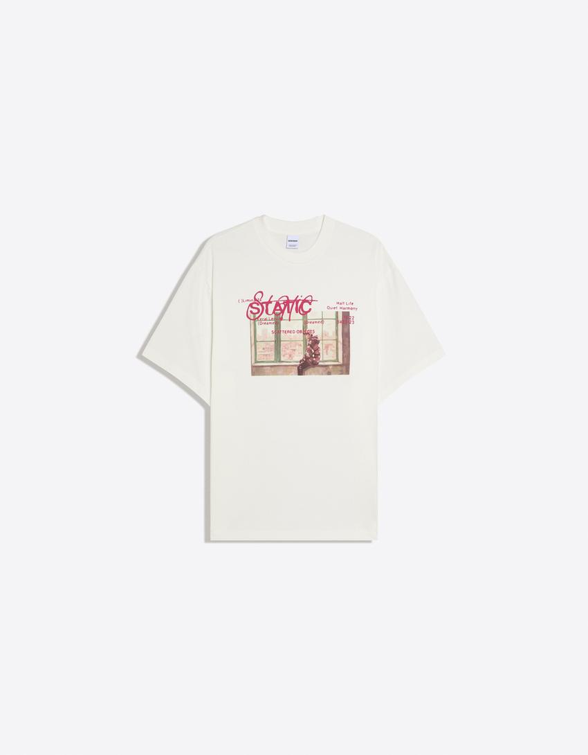 Camiseta manga curta estampada-Off-white