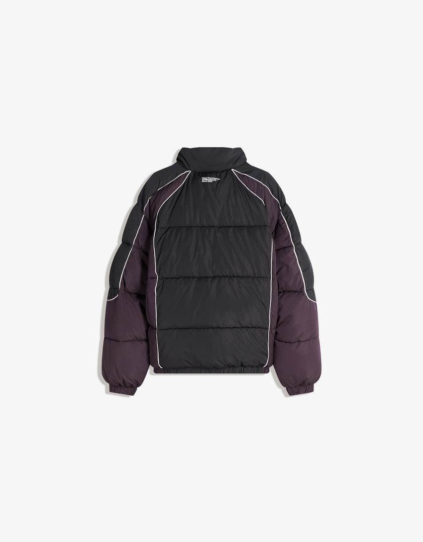 Blusão acolchoado estampado-Preto