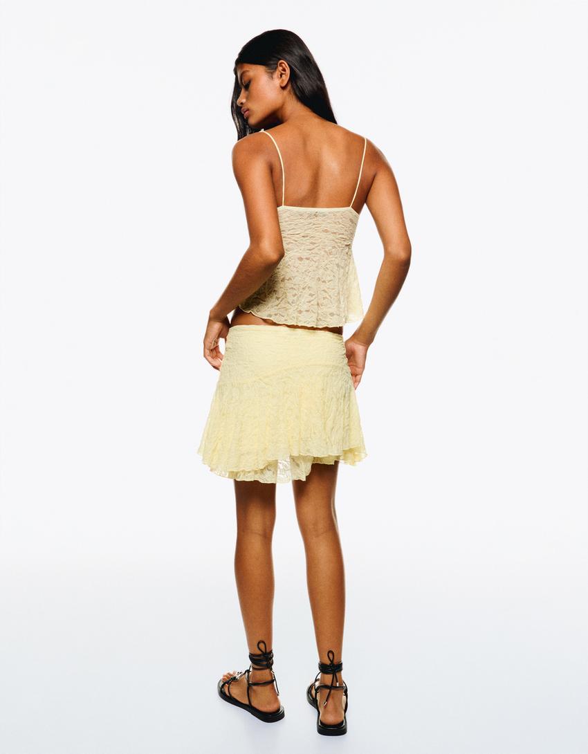 Falda mini volantes blonda-Amarillo
