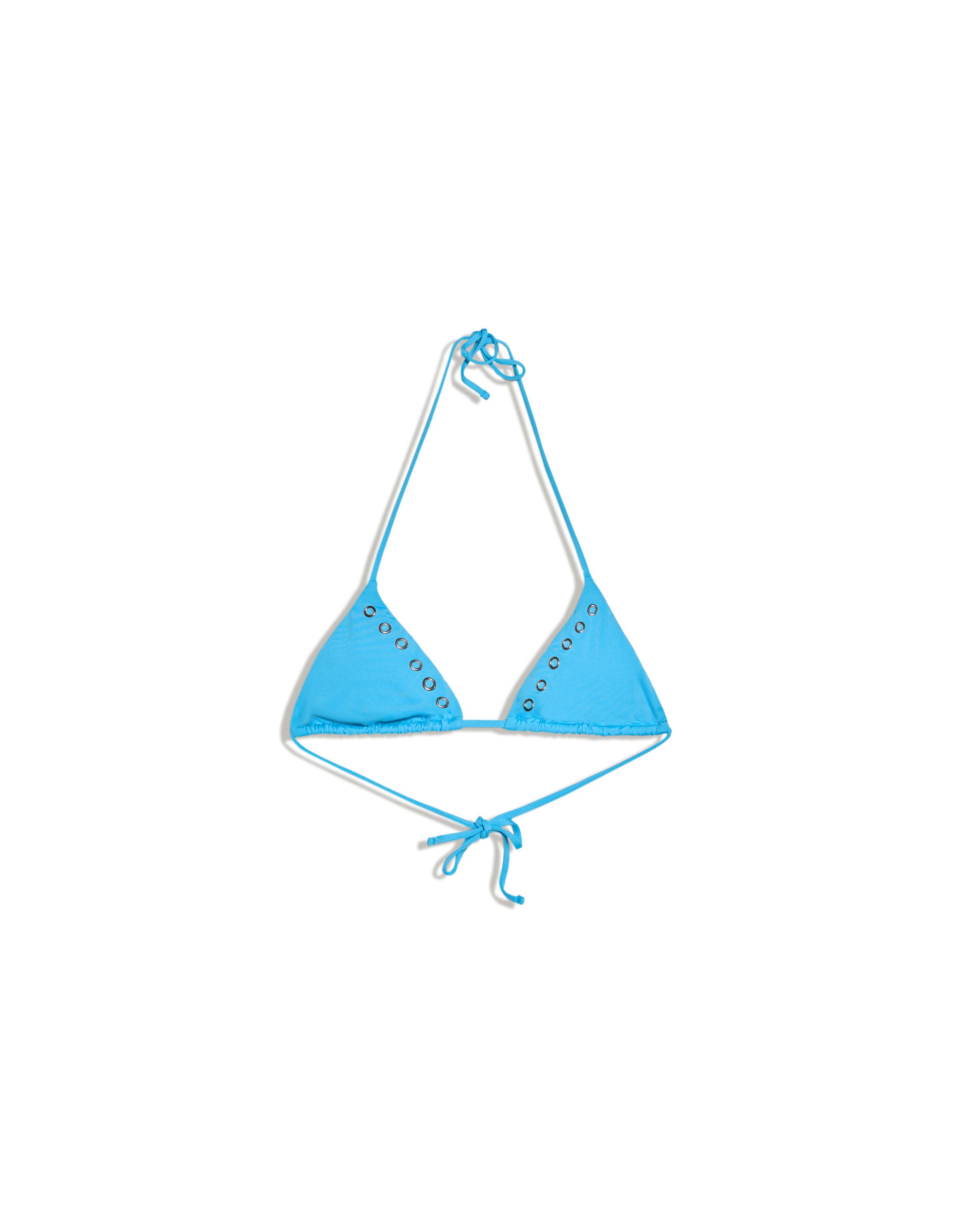 Eyelet triangle bikini top — Blue