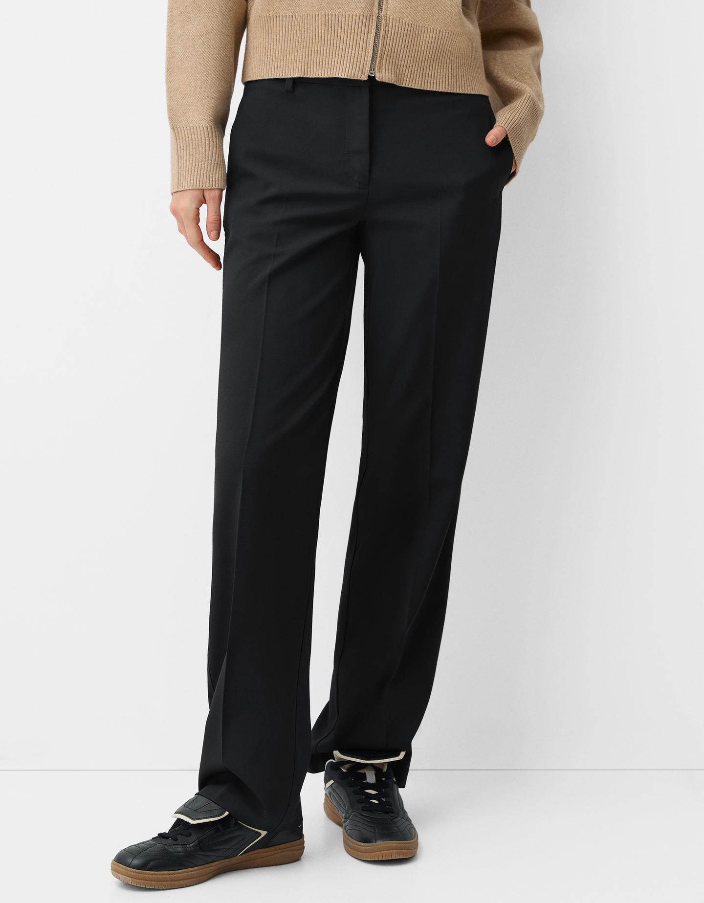 Bershka Pantaloni Tailored Fit Straight Low Rise Donna 44 (Eu 40) Nero