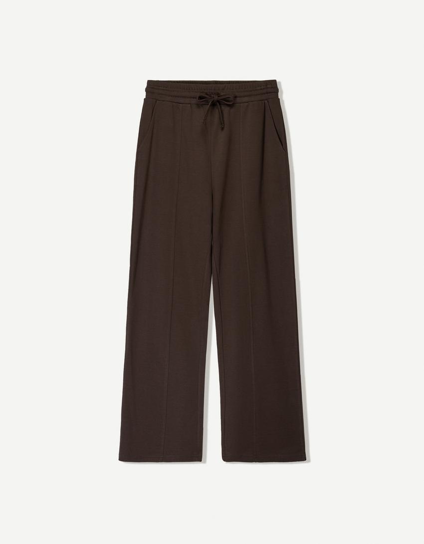 Wide-leg trousers-Brown-3